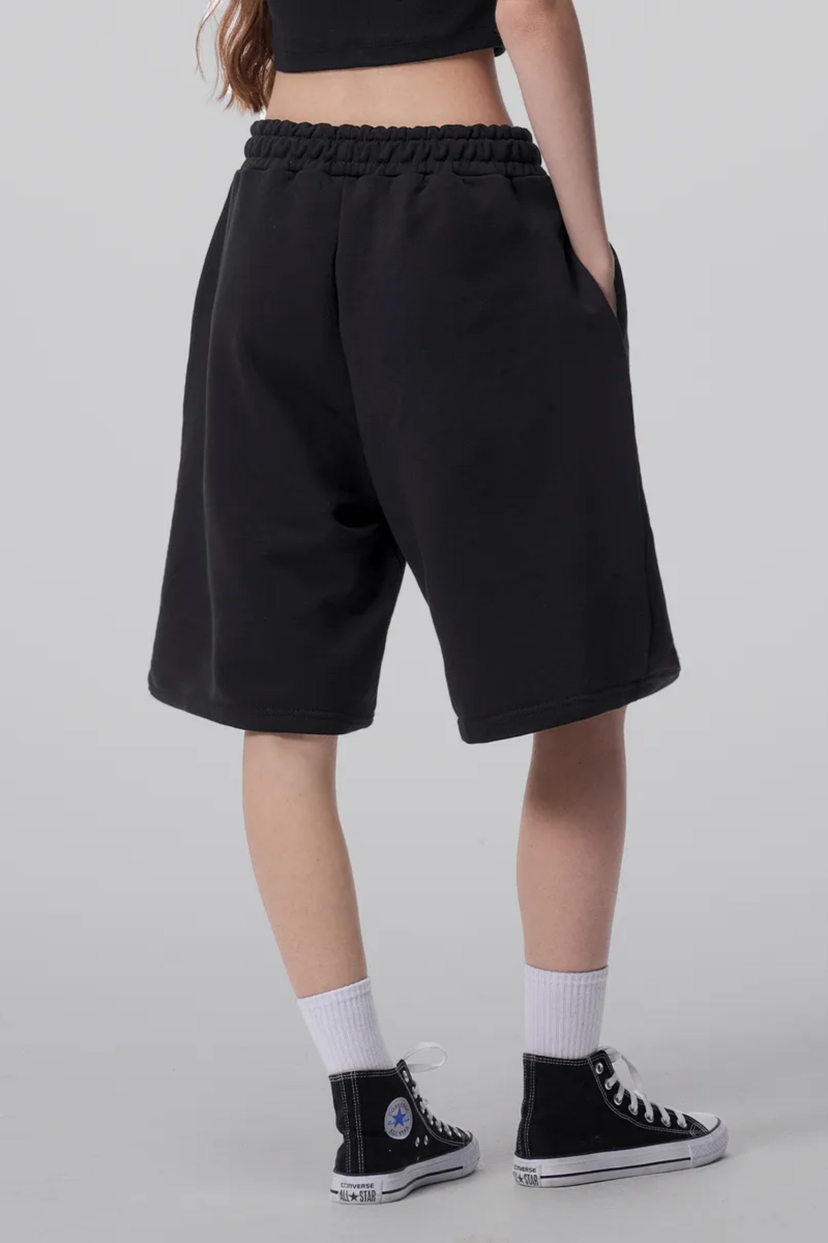 vladivosto Ekstra Bol Unisex Cepleri Derin Bermuda Büyük Beden Oversize Beli Lastikli Baggy Yazlık Şort görsel 4