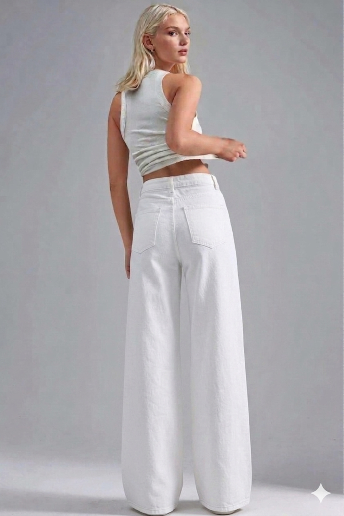Alice Women's Palazzo Power Lycra Super High Waist Loose Jeans