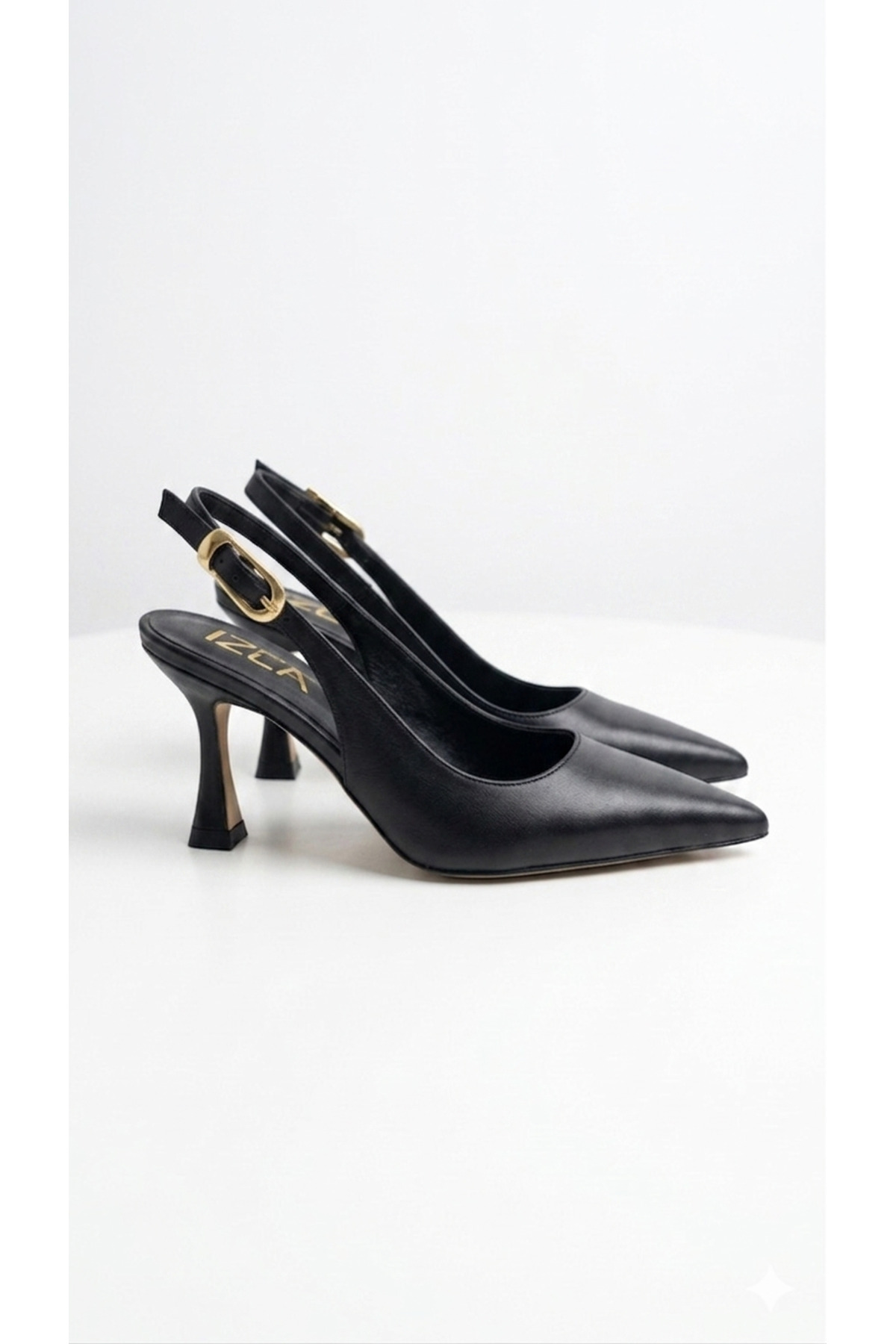 İZCE MODA Pantofi cu toc clasici din piele neagră pentru femei