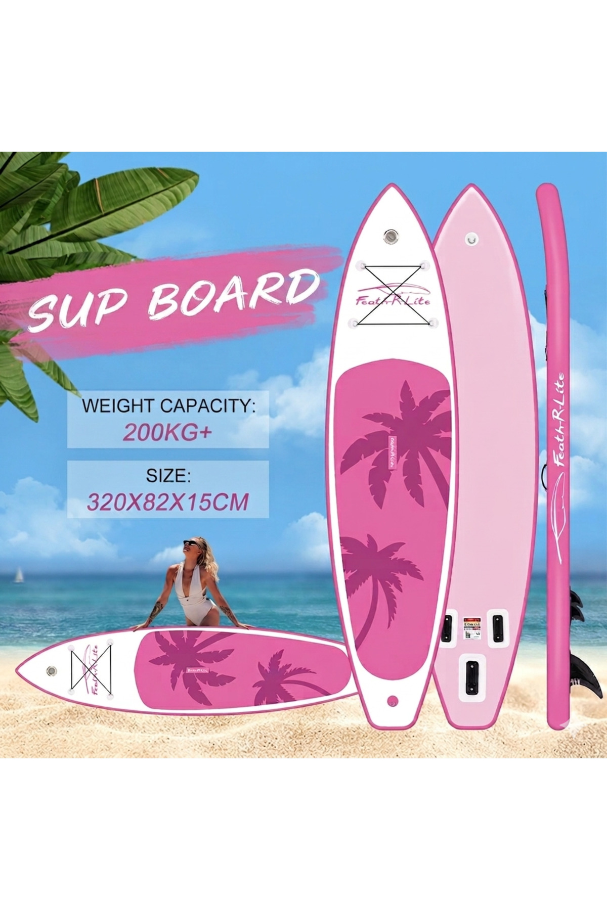 Funwater TIKI PINK ŞİŞME SUP BOARD/STAND UP PADDLE BOARD 320x83x15