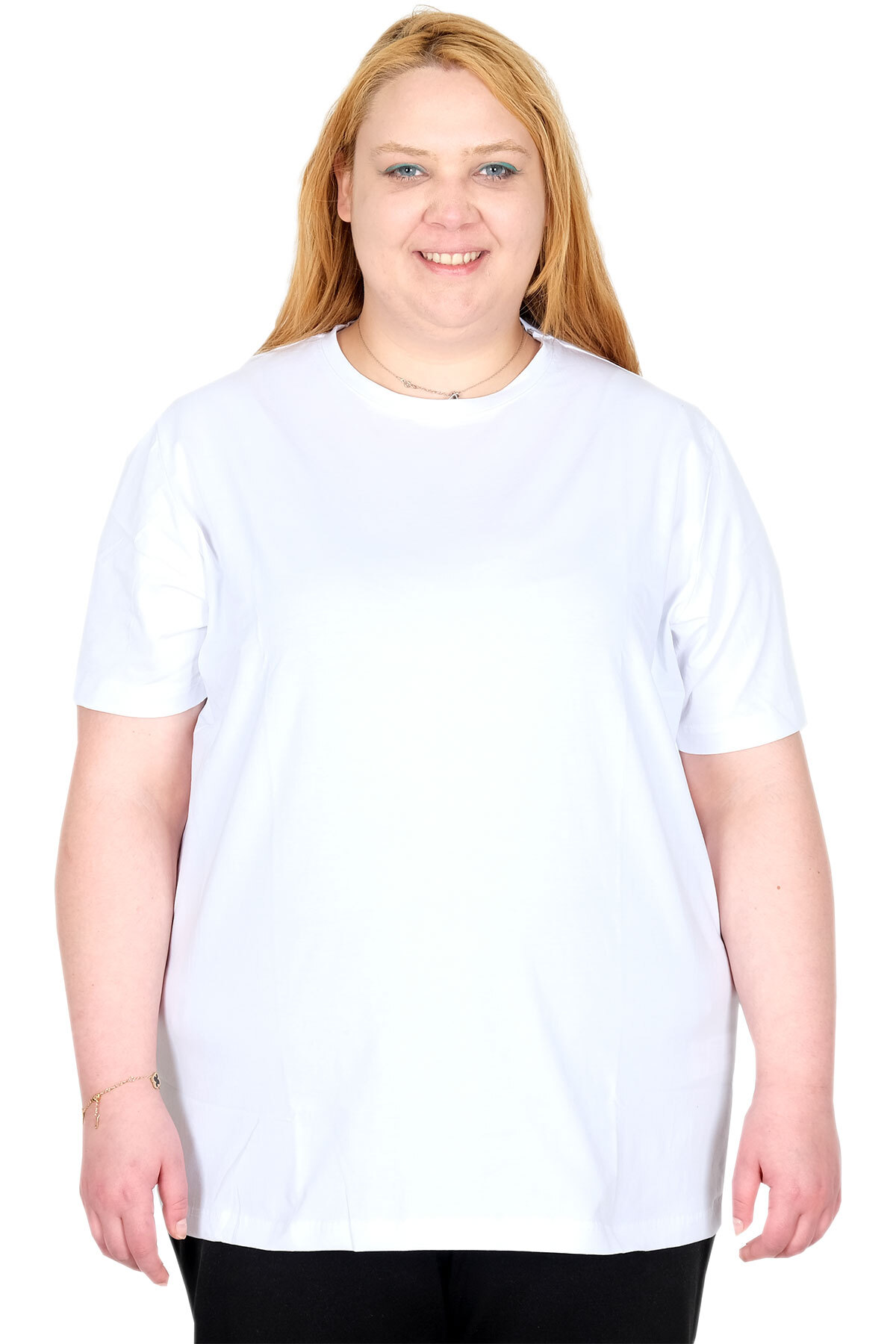 Mode XL Real Plus Size Women's T-ShirtLycra Combed Cotton 20149 WHITE