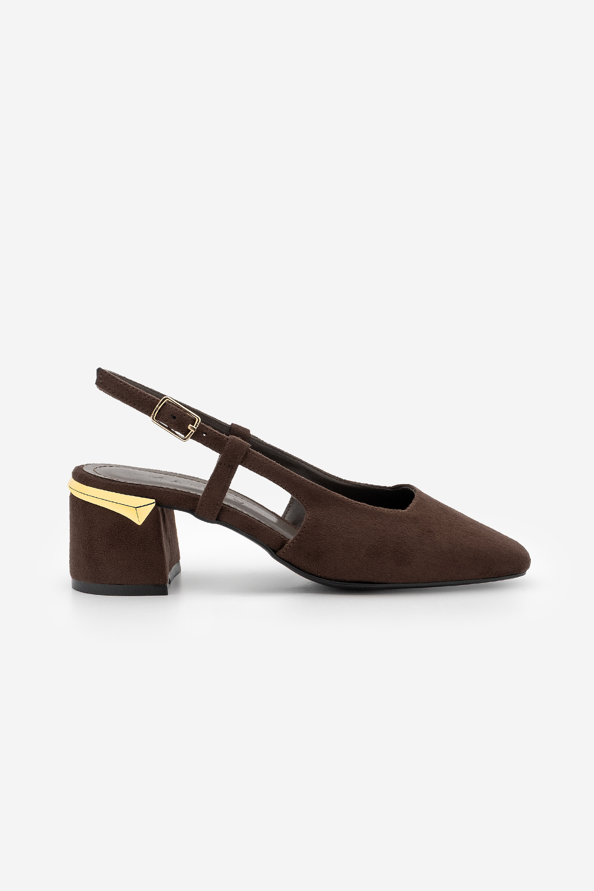 Women's Butt Toe Thick Heel Back Open-Heeled Classic Heeled Shoes Likay Brown Suede