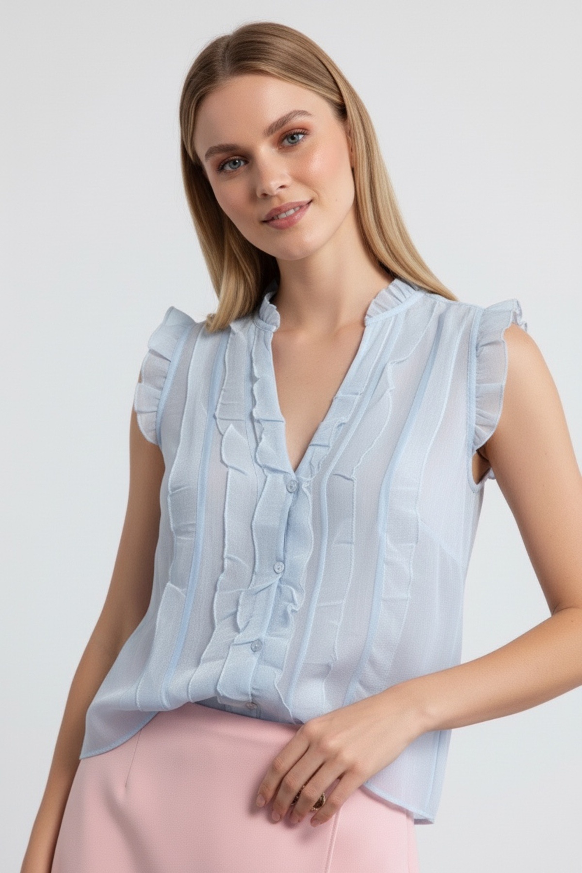 Women's Transparent Ruffle Blouse