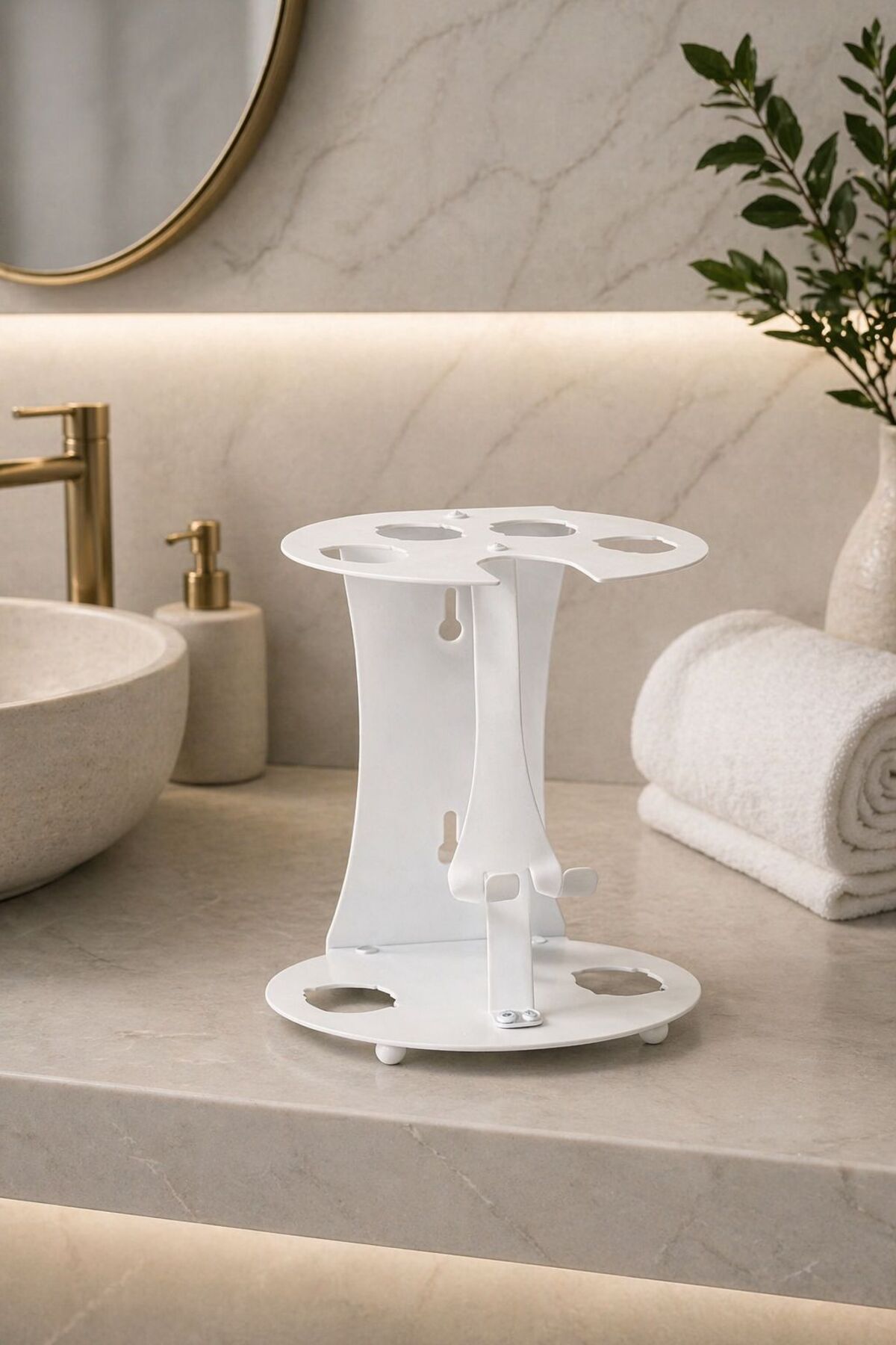 White STAND 2 Tier 🎀Dyson🎀Organizer Apparatus Airwrap Multistyler Hair Tong Comb Organizer Metal Body Hair Machine Organizer