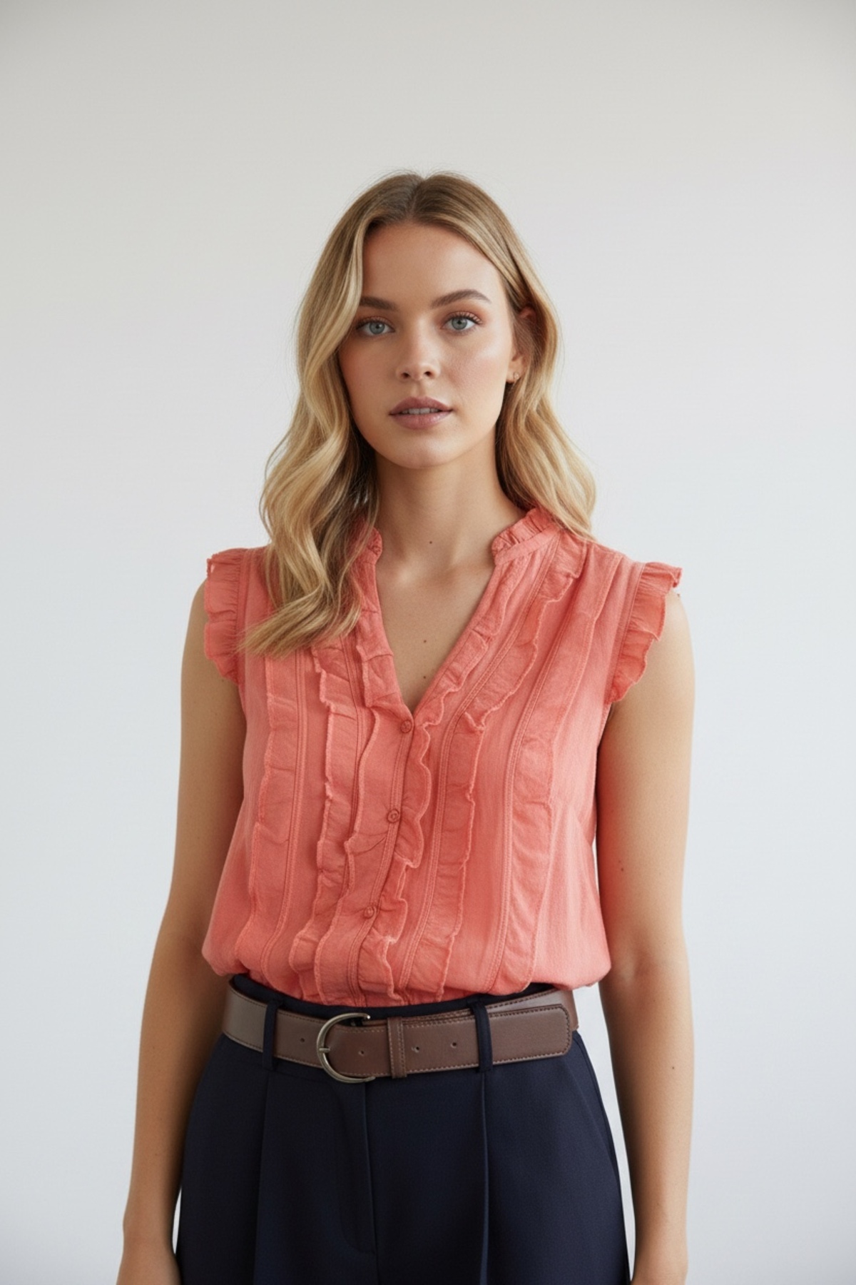 Women's Transparent Ruffle Blouse