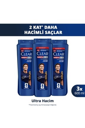 Clear Men Kepeğe Karşı Etkili Şampuan Kenan Yıldız Ultra Hacim 600 ml x3