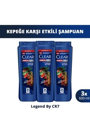 Clear Men Kepeğe Karşı Etkili Şampuan Legend by CR7 600 ml x3