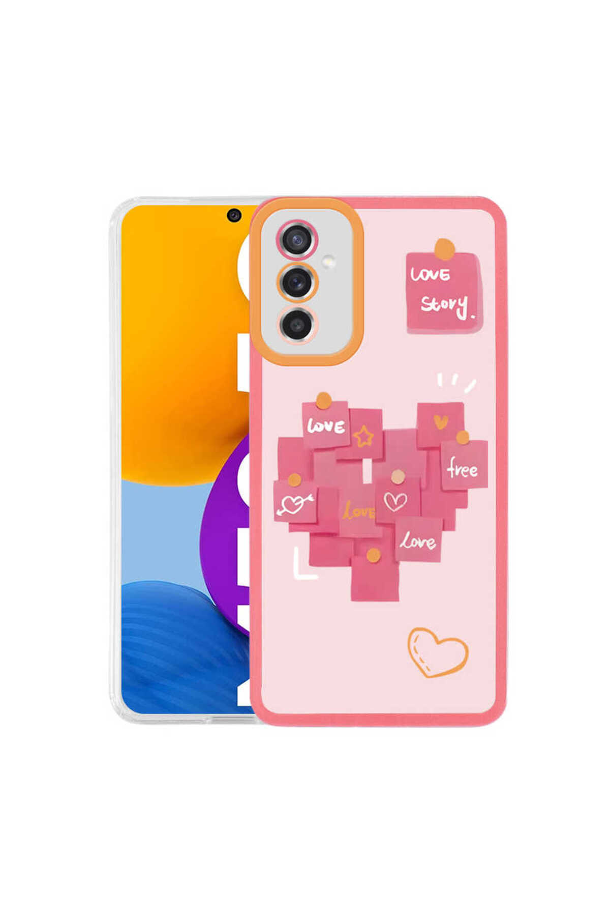 Galaxy M52 Kılıf BRSA M-Fit Desenli Kapak - Love Story No2