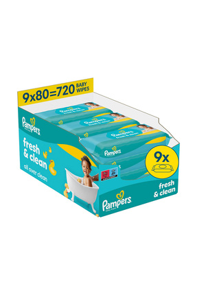 Prima Pampers Fresh&Clean Bebek Islak Havlu 9 Paket 720 Yaprak