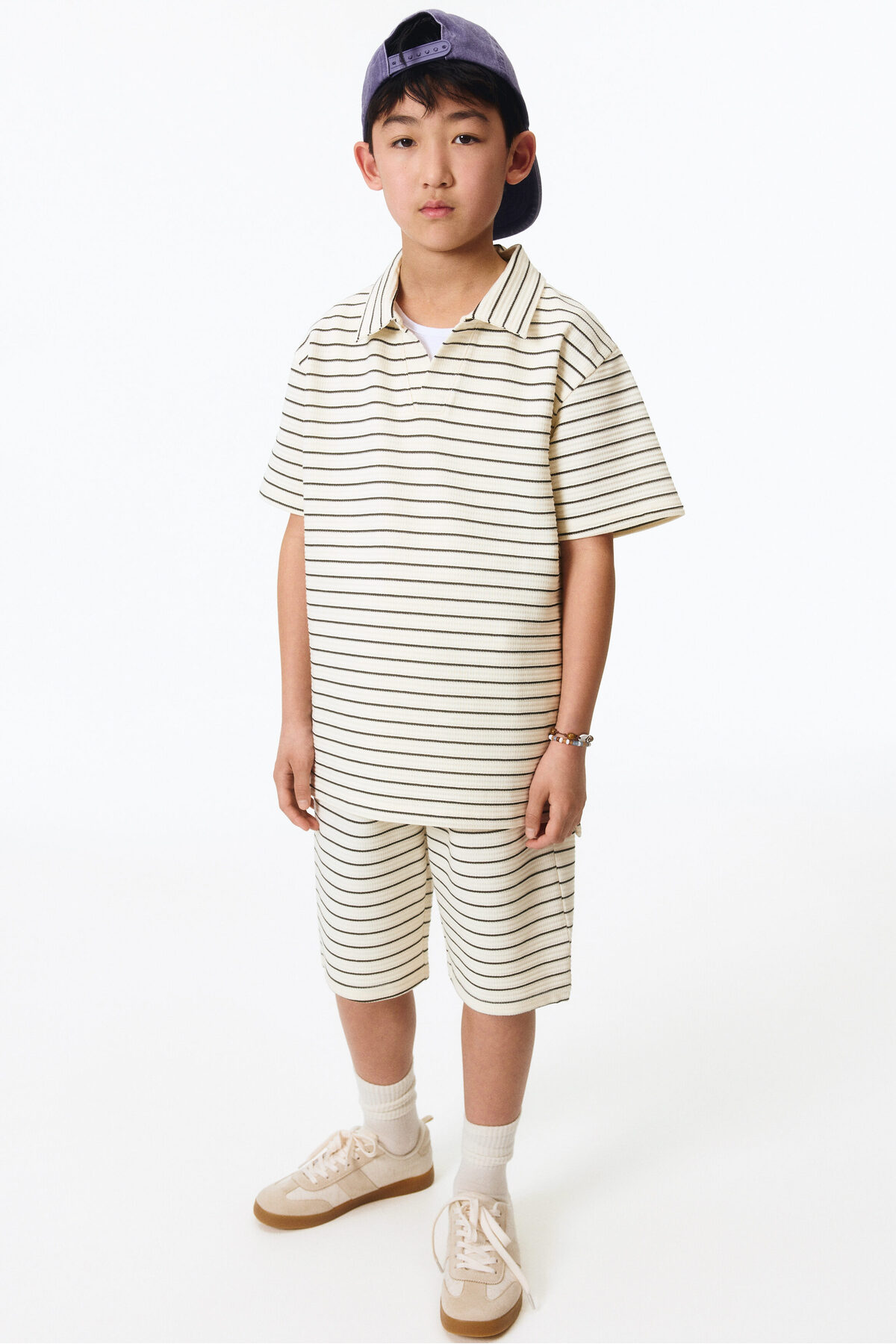 مجموعه بافت‌دار دو تکه اچ اند ام ست تی شرت و شلوارک H&M