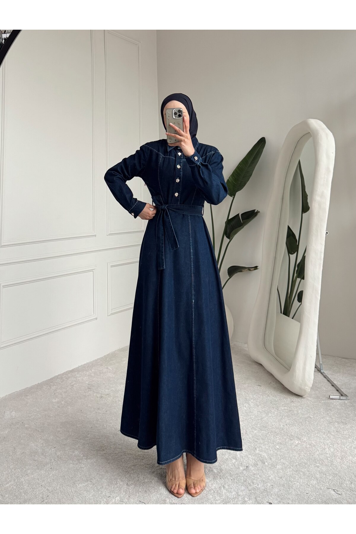 MVK MAVEKA COLLECTİON Buttoned Denim Jeans Dress