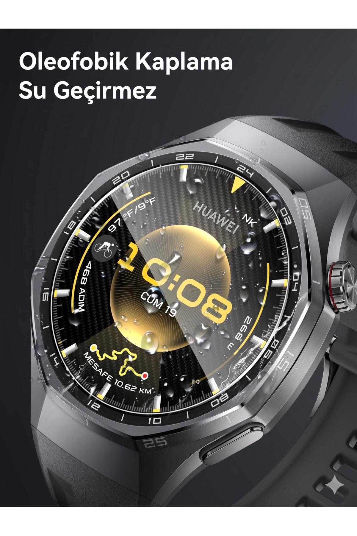 Huawei GT6 Pro 46mm Uyumlu Ekran Koruyucu Aparatlı Kolay Kurulum HD Şeffaf Easy İnstall Temperli Cam
