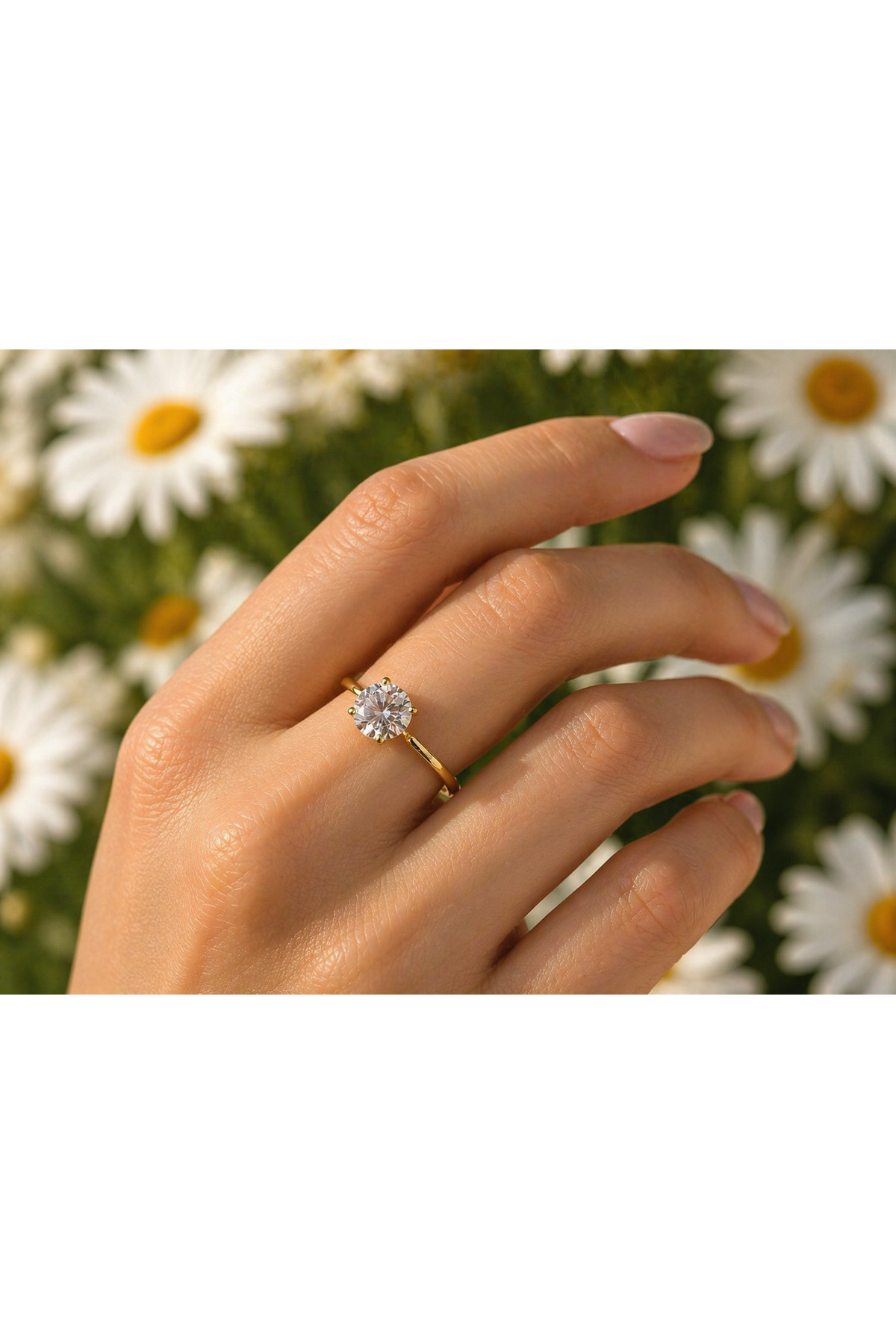 Gold Tektaş Yüzük Paslanmaz Çelik Garantili