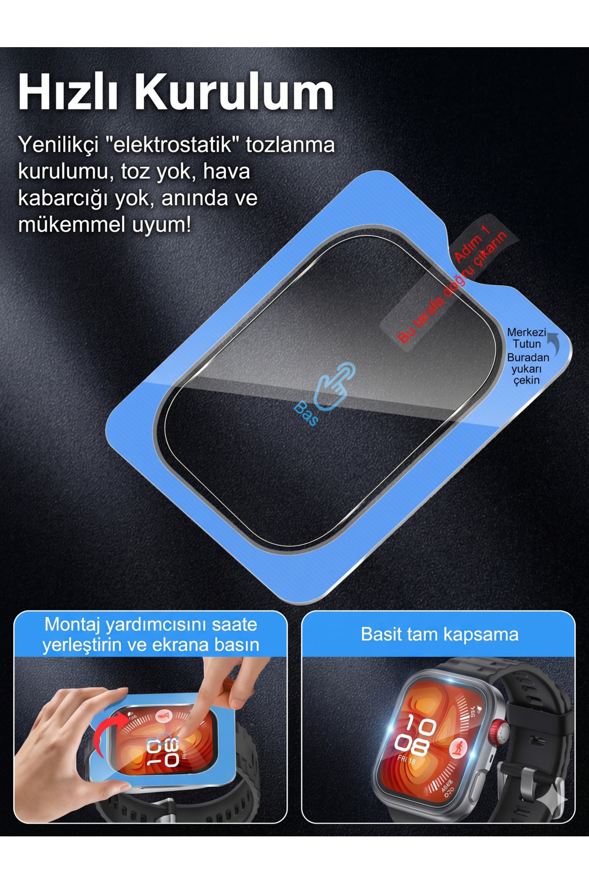 Huawei Fit 4 Pro Uyumlu Ekran Koruyucu Aparatlı Kolay Kurulum HD Şeffaf Temperli Cam Koruma