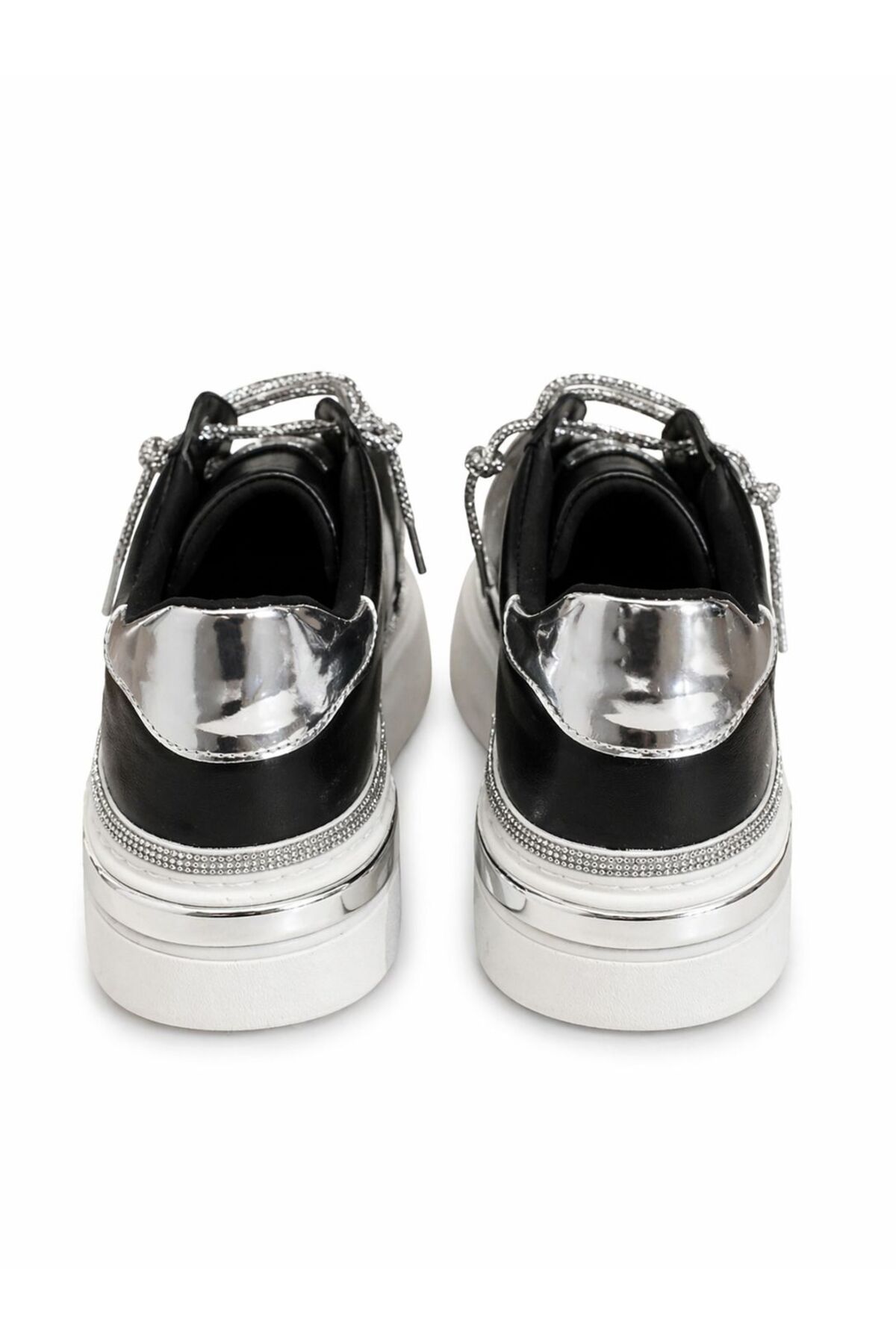 Ventes CRYSTAL LİNE TAŞ DETAYLI SİYAH ZARİF SNEAKER görsel 3