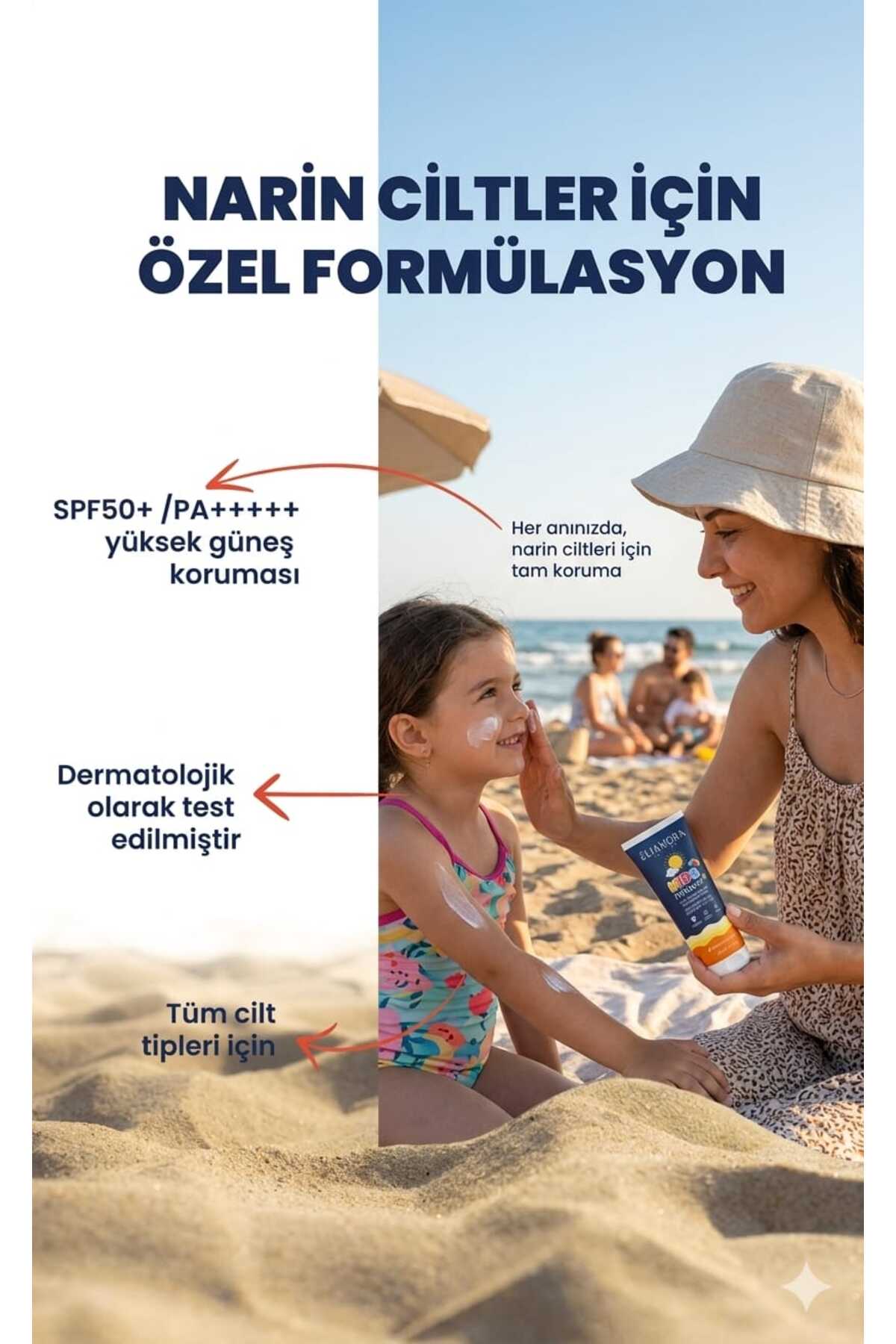 (1 Adet) Yüksek Korumalı Çocuk Güneş Kremi Hassas Ve Kuru Ciltler İçin Besleyici SPF+50 Faktör Güneş Kremi E Vitaminli ,Mineralli Suya Dayanıklı Güneş Kremi 50ml — ewr4ttg — تصویر 3 از 3