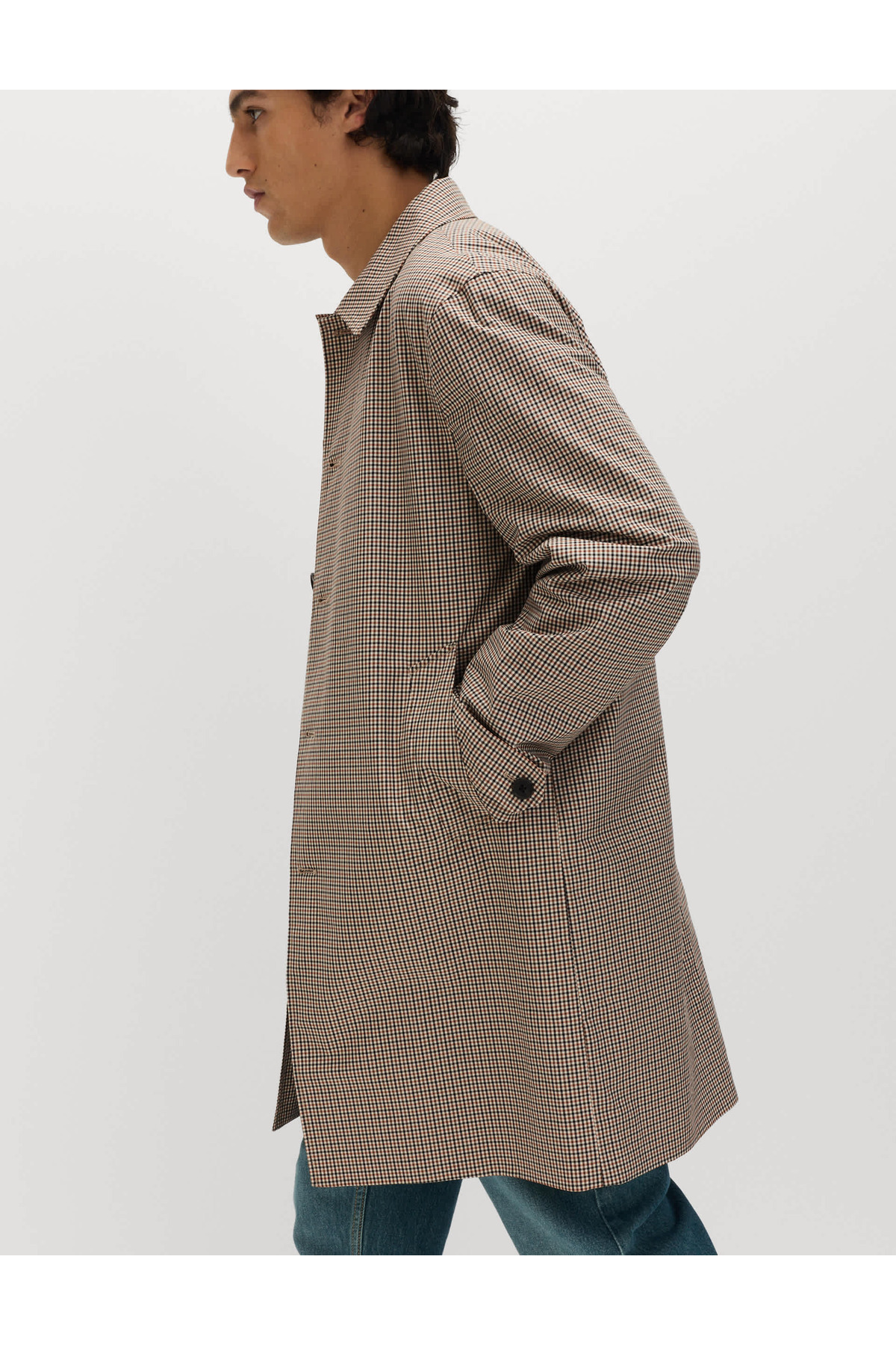 Marks & Spencer Saf Pamuk Ekose Desenli Stormwear Mac Kaban görsel 5