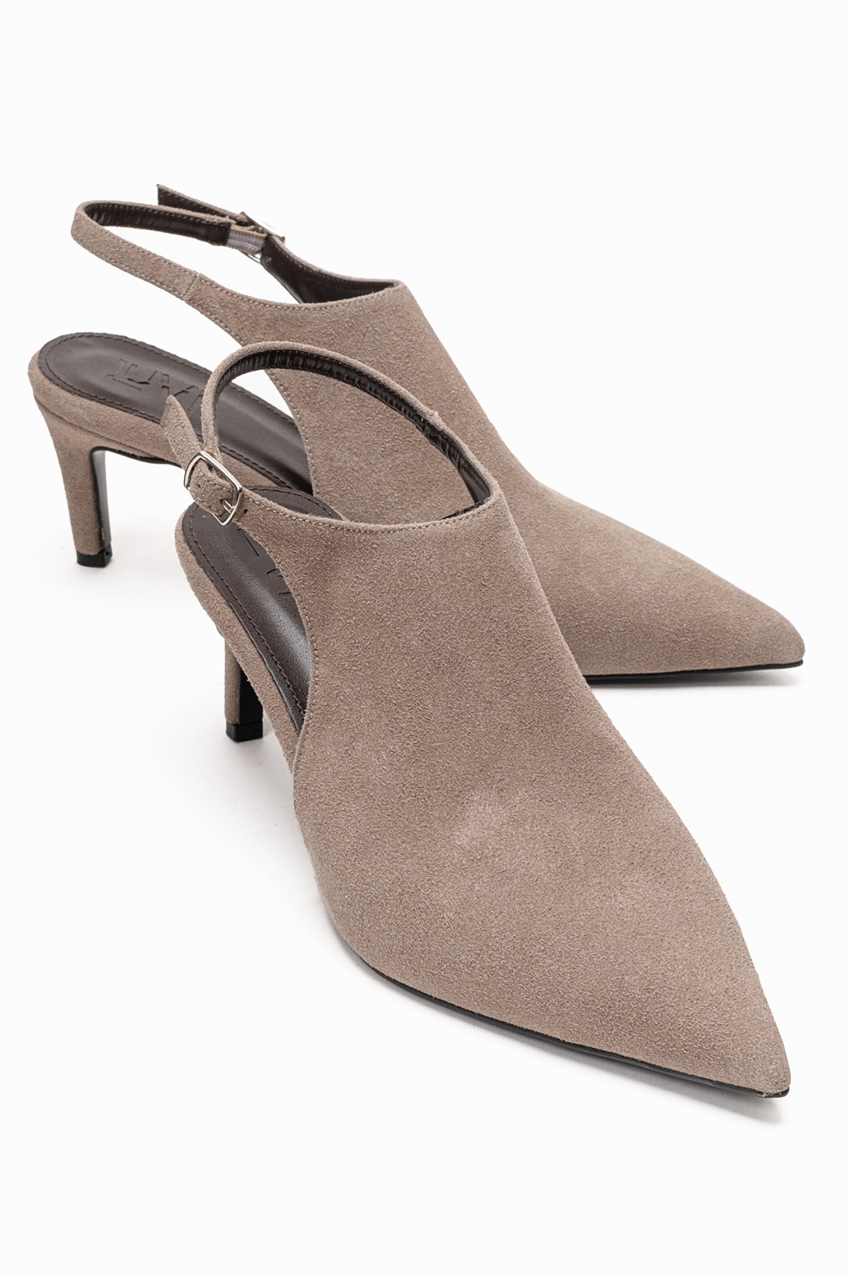 LuviShoes ROSALIE Ženske cipele na petu od mink antilopa sa šiljatim vrhom