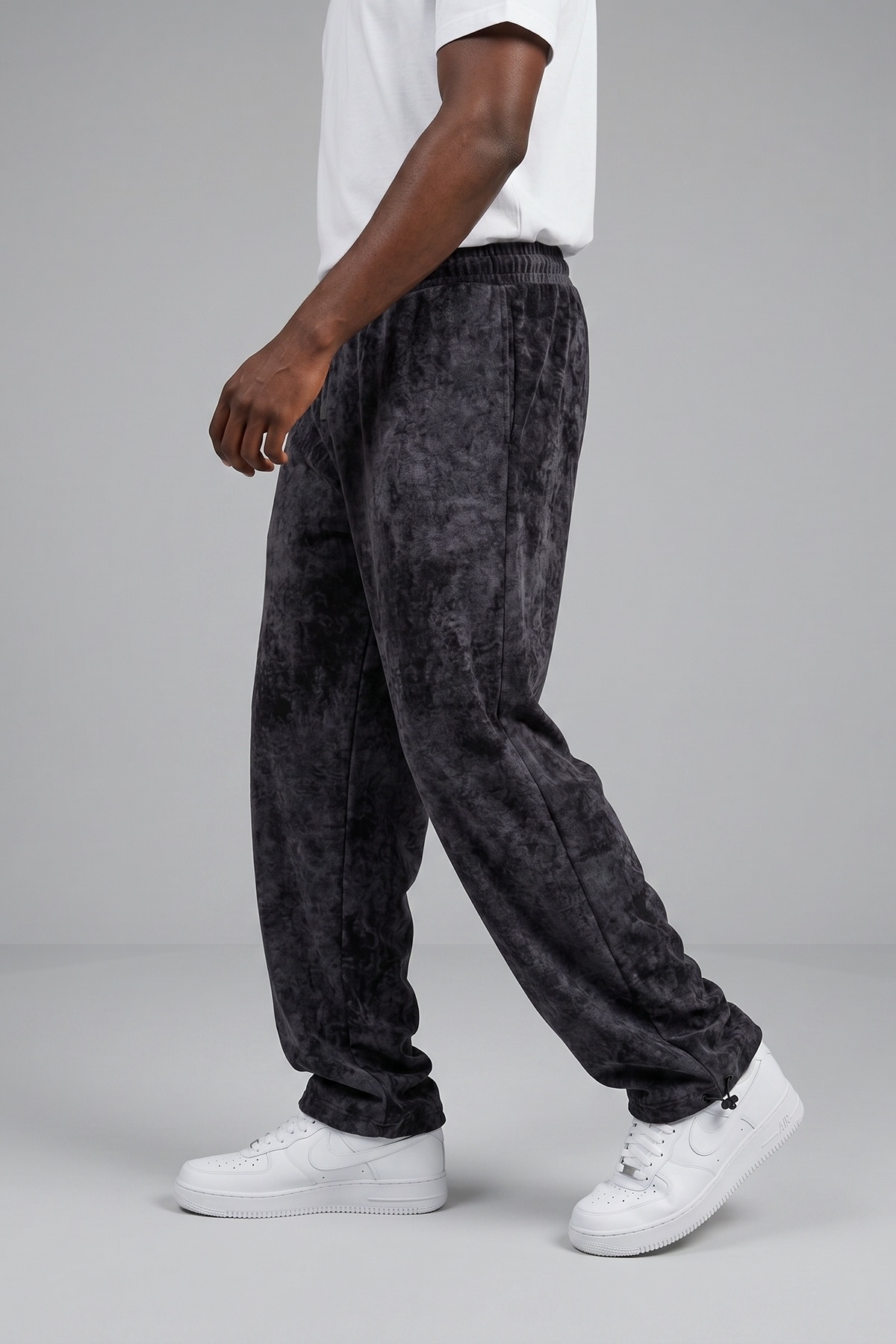 KHAYN ERKEK BAGGY STOPER PAÇA YIKAMA DESENLİ İPEK KUMAŞ EŞOFMAN ALTI K1047YE görsel 4