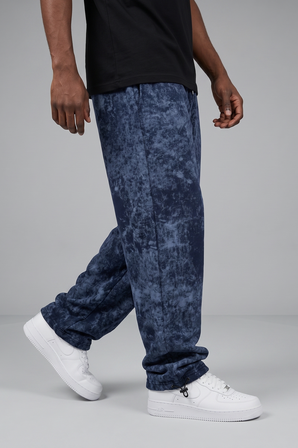 KHAYN ERKEK BAGGY STOPER PAÇA YIKAMA DESENLİ İPEK KUMAŞ EŞOFMAN ALTI K1047YE görsel 4