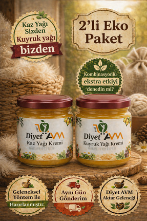 Diyet AVM 2’li Eko Paket Kaz Yağı & Kuyruk Yağı Kremi (170 ML + 170 ML)