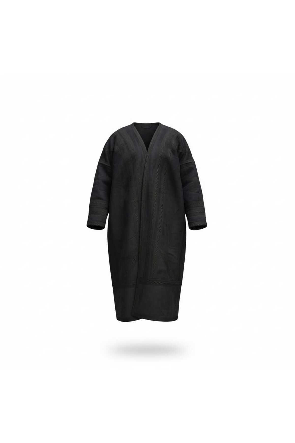 BAW COMPANY Erkek Uzun Klasik Kürk Palto Görünümlü Kışlık Dış Giyim Unisex görsel 5