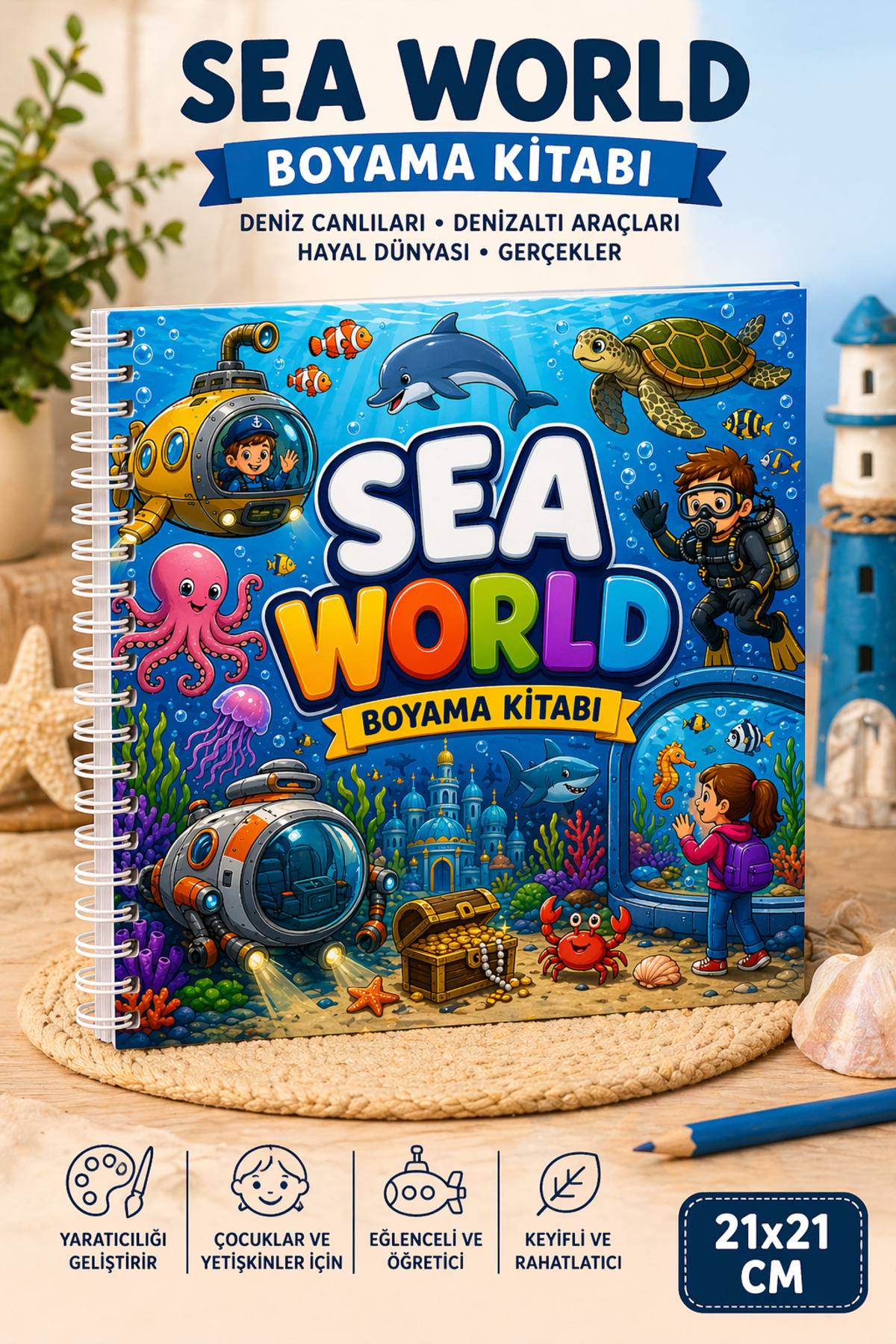 Z&R CRAFT SEA WORLD Coloring Book - Boyama Kitabı – Denizlerin