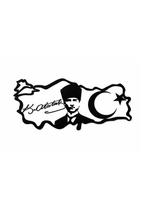 DM METAL Atatürk Temalı Türkiye Haritası Metal Tablo | Ay Yıldızlı Duvar Deko...
