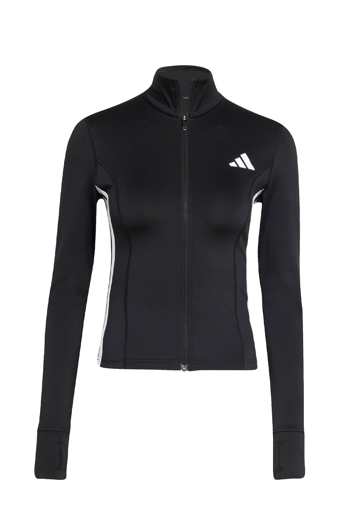 adidas WE JKT 3S BLACK/WHITE Siyah Kadın Fermuarlı Sweatshirt görsel 2