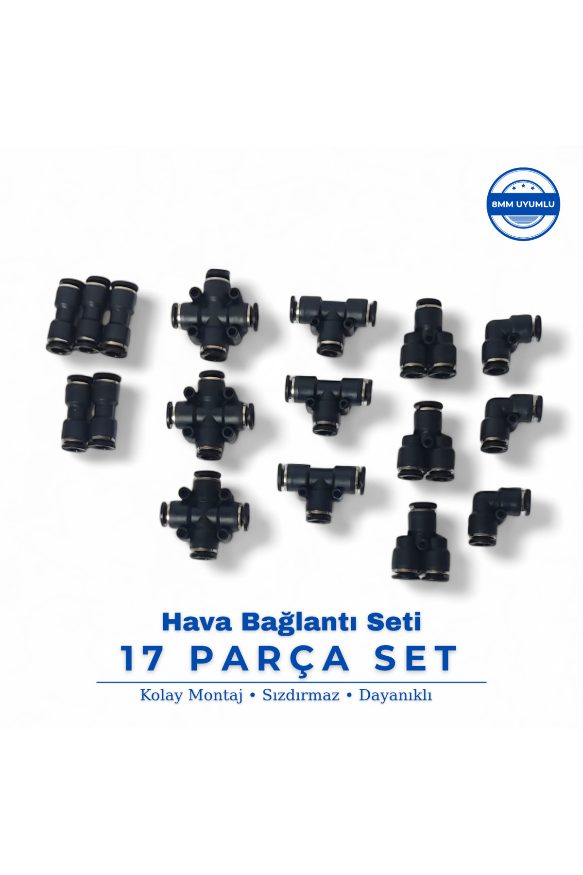 BROTECH 8mm Hava Hortum Ek Parça Seti – 17 Parça - Fiyatı