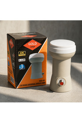 Gold Step Tek Çıkışlı (Single) Uydu LNB'si - 4K Ultra HD - 0.1dB - Yüksek Sinyal
