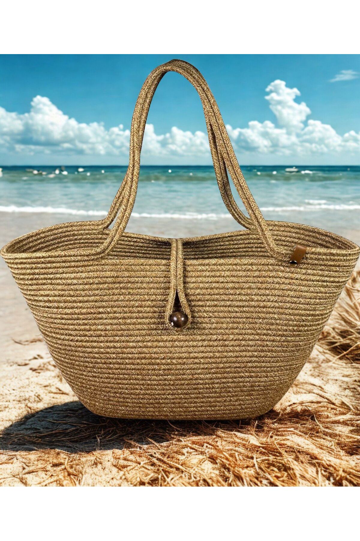 SURENO Torba za plažu od pruća i jute, pruća, torba od jute, ženska torba, to...