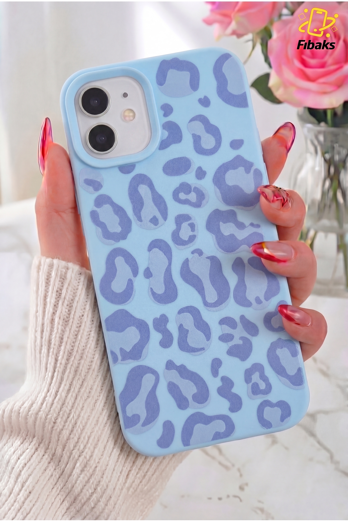 iPhone 11 Case Blue Leopard Premium Slim Soft Silicone with Stylish Design