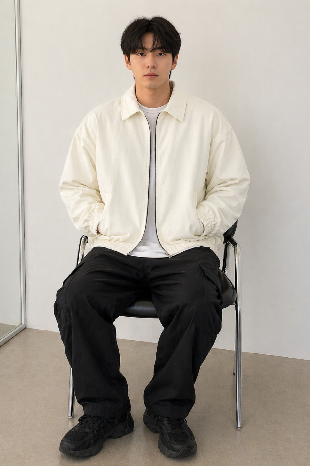 Tarz Cool Erkek Oversize Bomber Ceket Fermuarlı Basic Günlük Şık Mont görsel 2