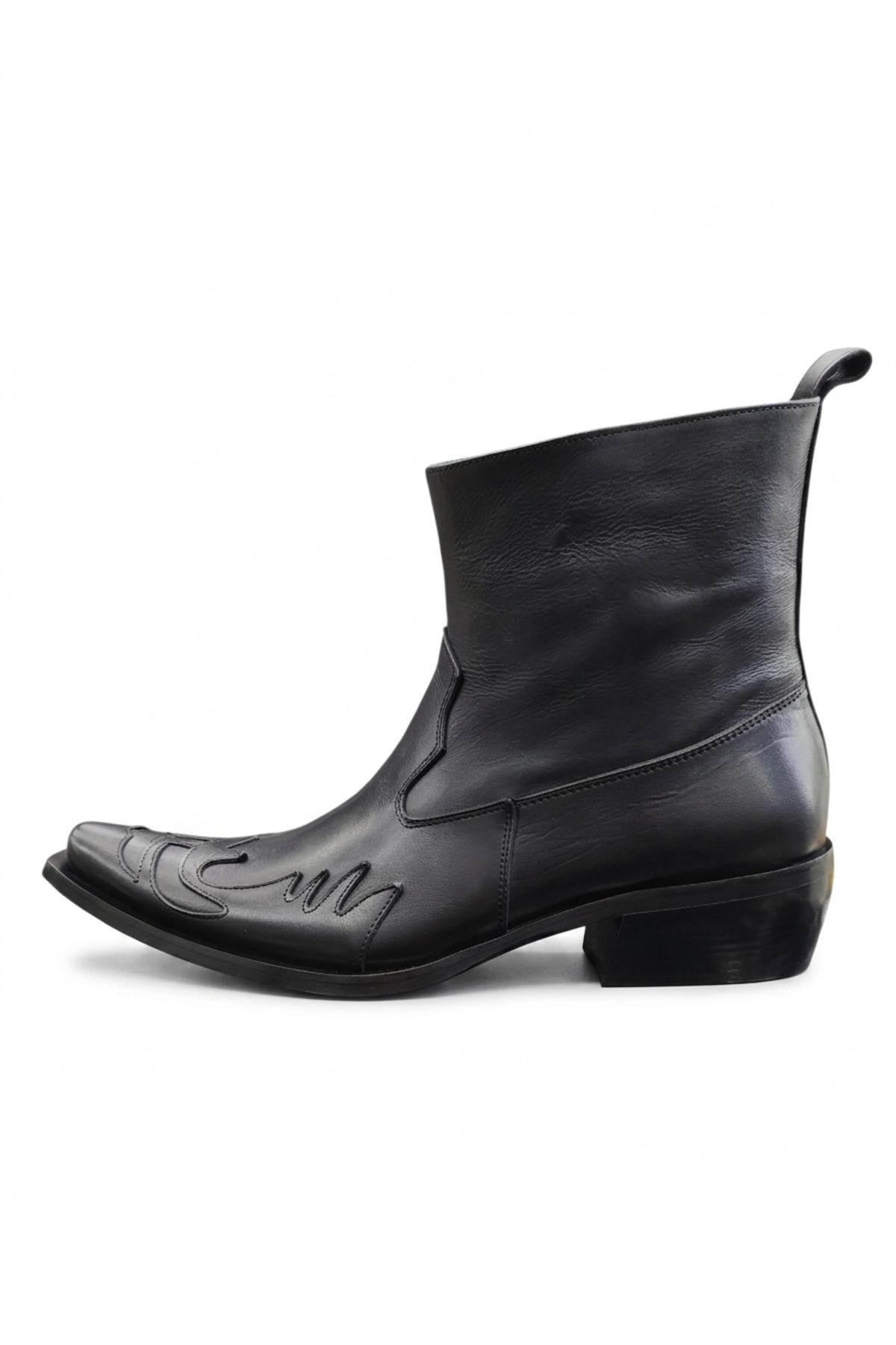 Güvener King Shoes Hakiki Deri Siyah Kovboy Bot