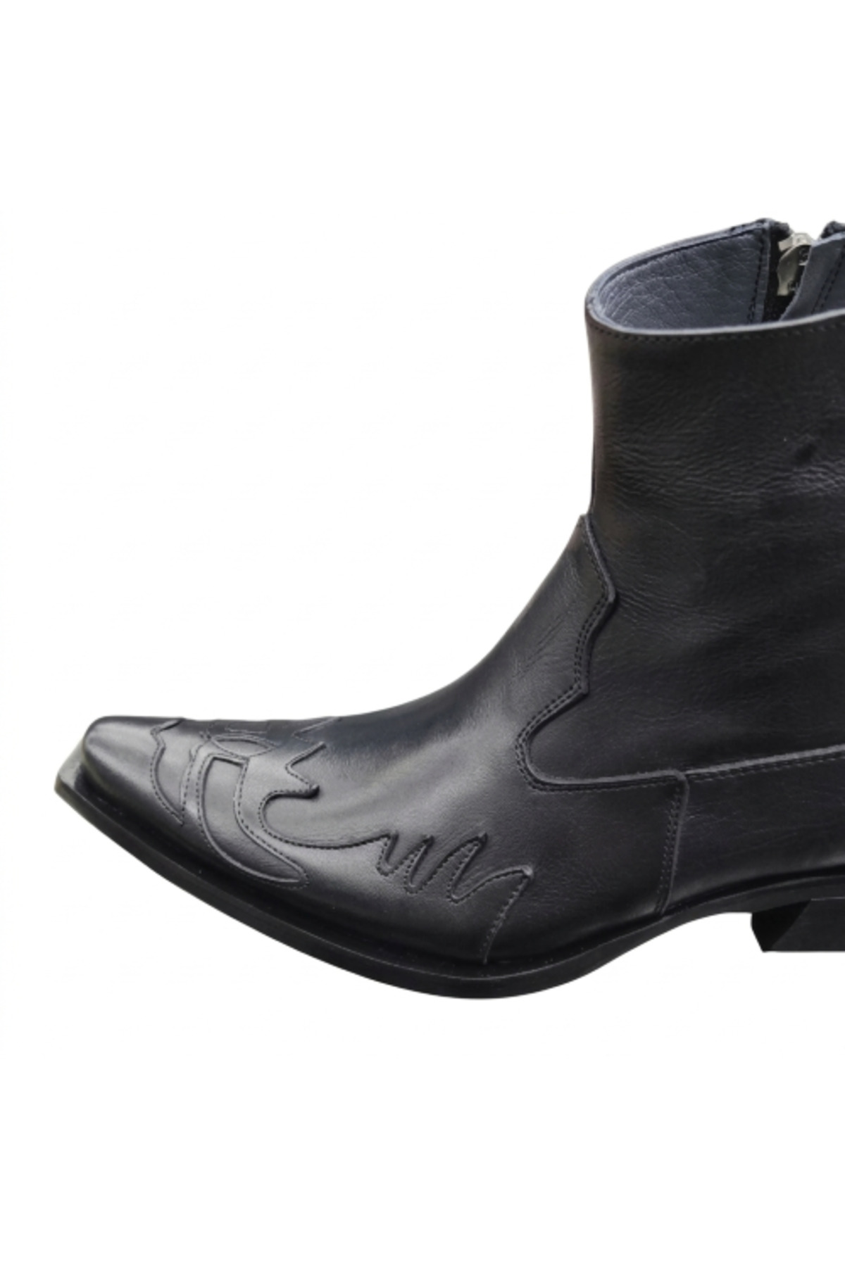 Güvener King Shoes Hakiki Deri Siyah Kovboy Bot görsel 6