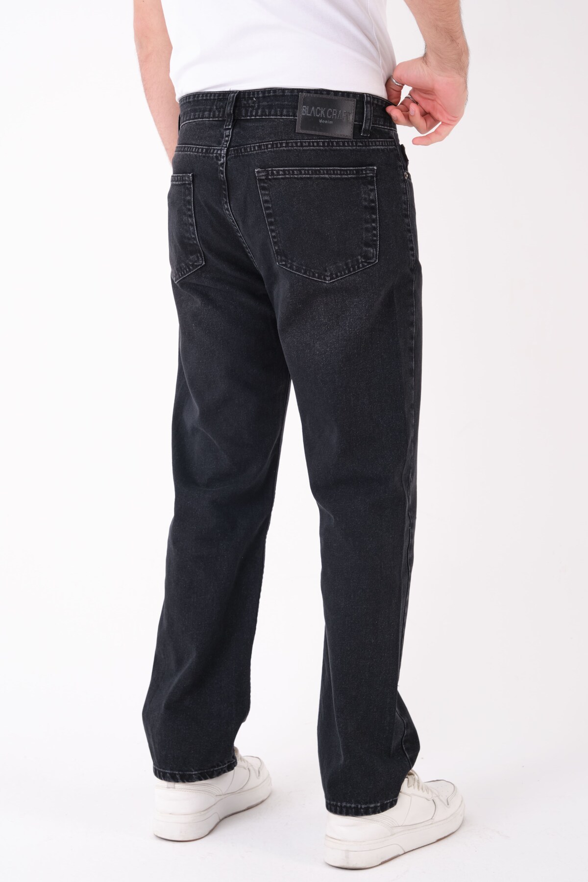2five Erkek Baggy Siyah Yıkamalı Kot Pantolon Günlük Denim Jean