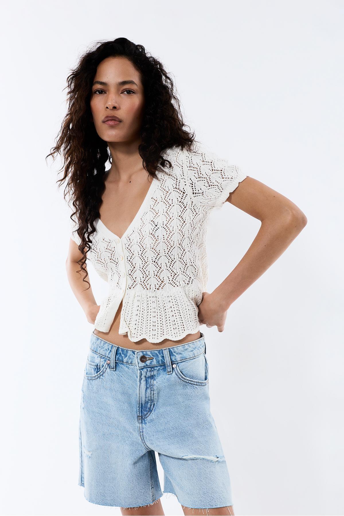 LEFTIES  Ajurlu peplum top