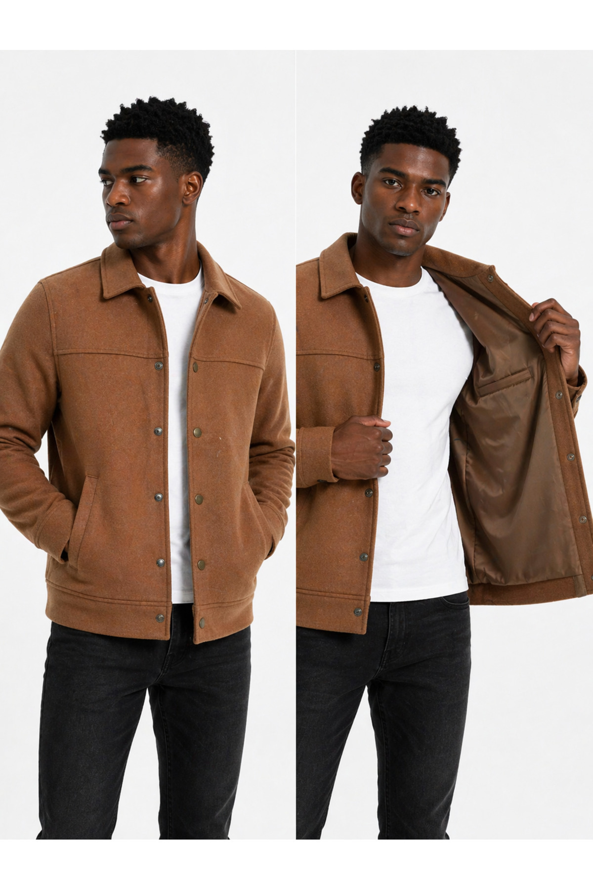 BARAN&SEREN Kaşmir Dokulu Düğmeli Erkek Ceket, Modern Fit + görsel 2