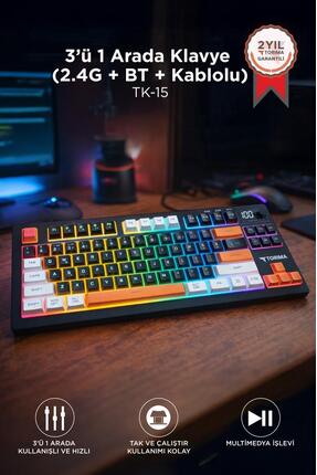 Torima Çoklu Bağlantılı RGB Işıklı Q Klavye TK15 Siyah