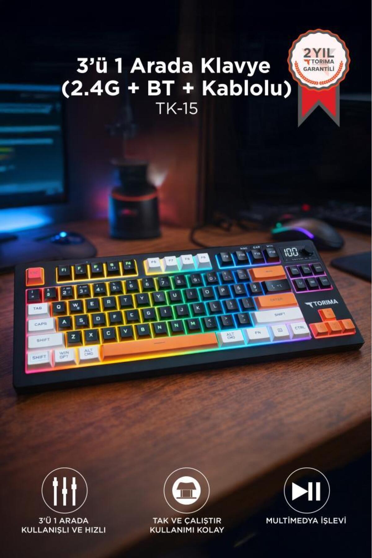 Torima Çoklu Bağlantılı RGB Işıklı Q Klavye TK15 Siyah - Fiyatı