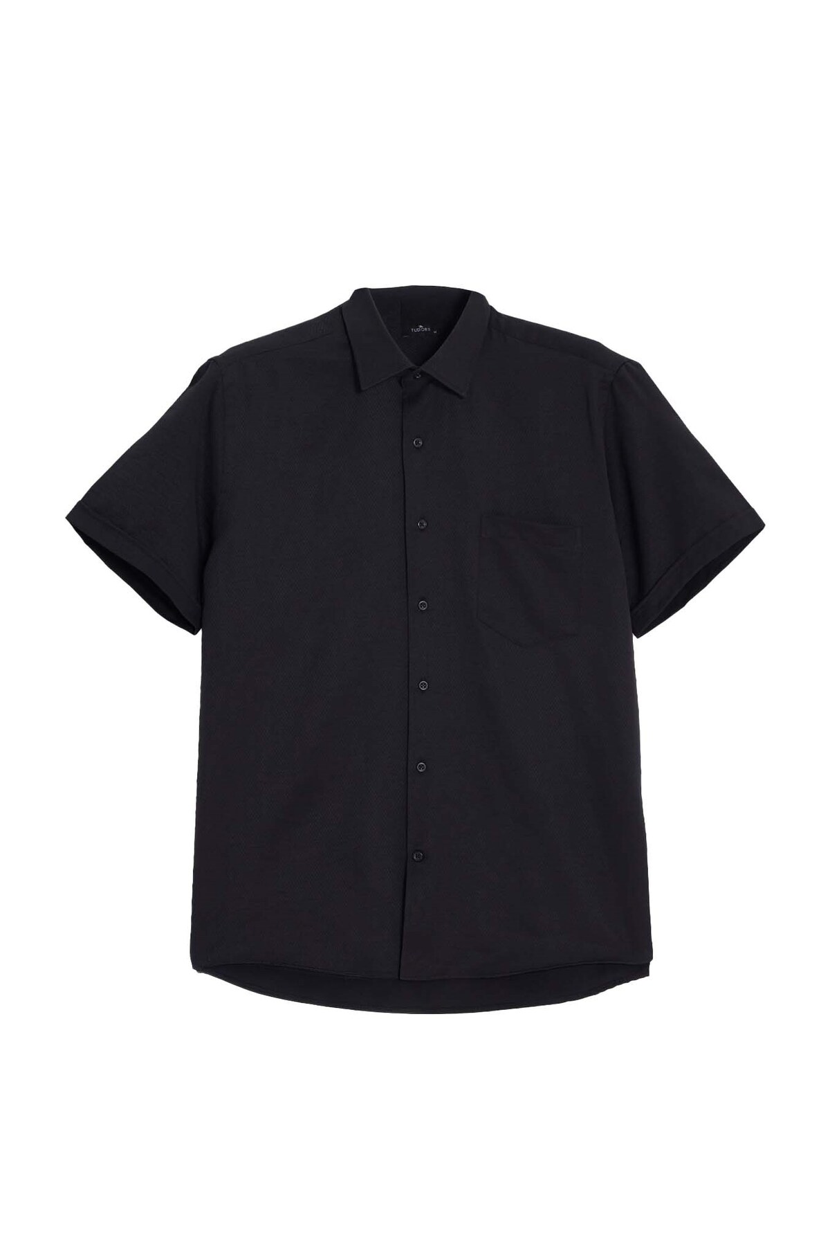 Men's Regular Fit Classic Cut Cotton Short Sleeve Faucet Black Shirt