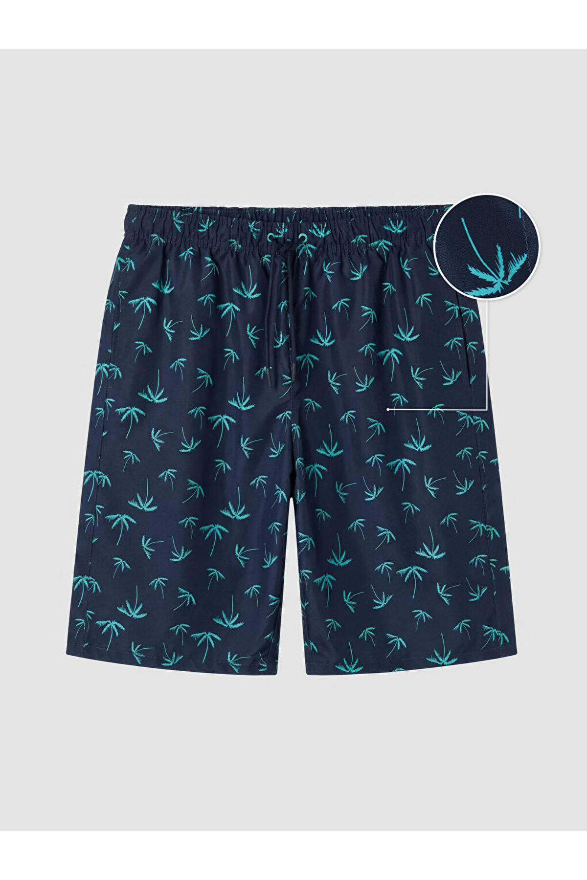 LC Waikiki Navy Blue Knee-Length Palm Patterned Men's Swim Shorts from Güli̇s Gi̇yi̇m