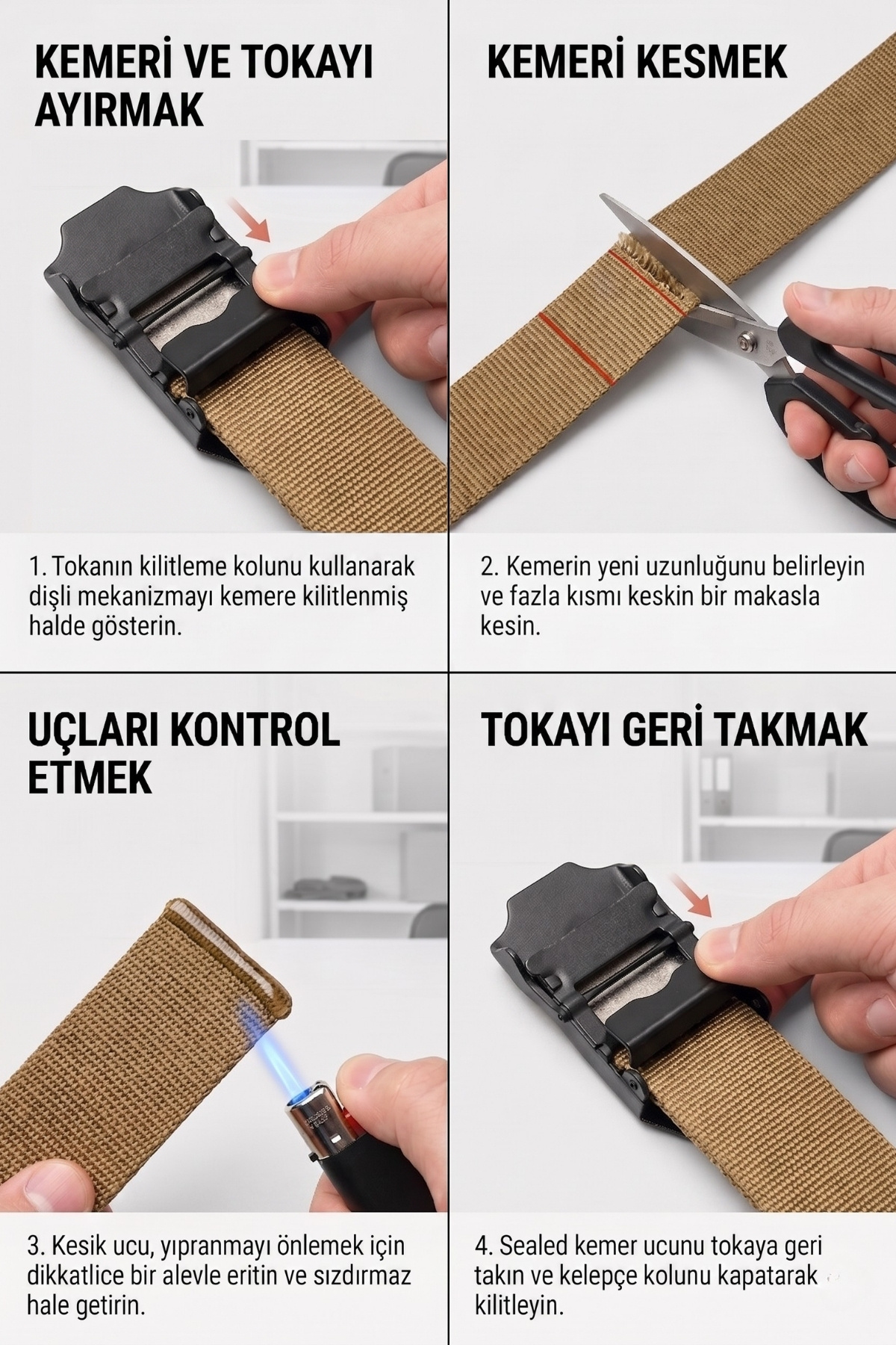 UTX Metal Tokalı Günlük Palaska Kemer - Çift Kat Dar Dokuma görsel 4