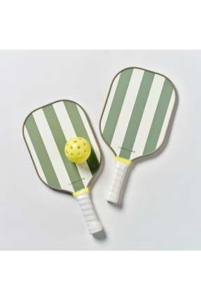 SunnyLife | Yeşil Çizgili Pickleball Raket Seti, 2 Raket + 1 Top