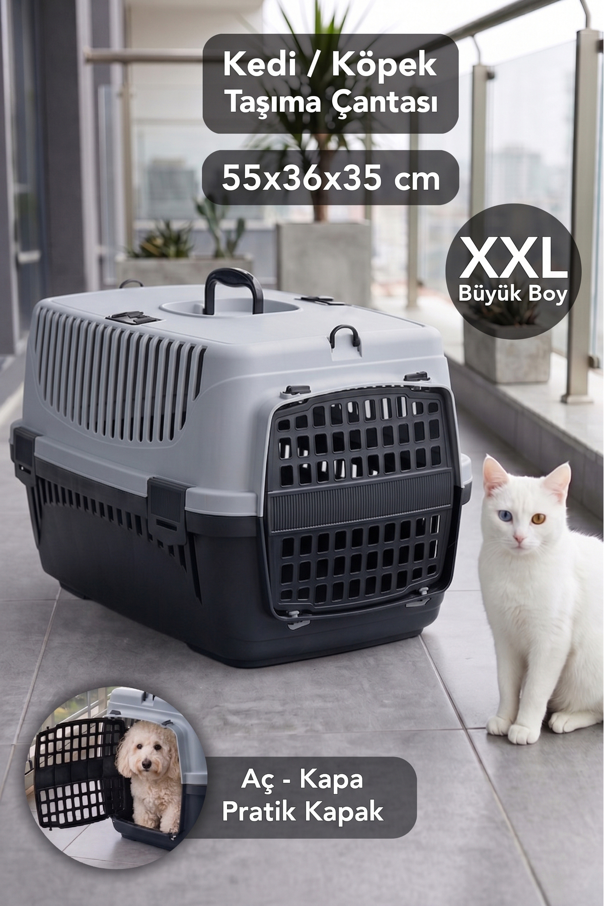 Meleni Home XXL Büyük Boy Evcil Hayvan Kedi Köpek Taşıma Çantası 55x36x35cm Gri - Fiyatı, Yorumları