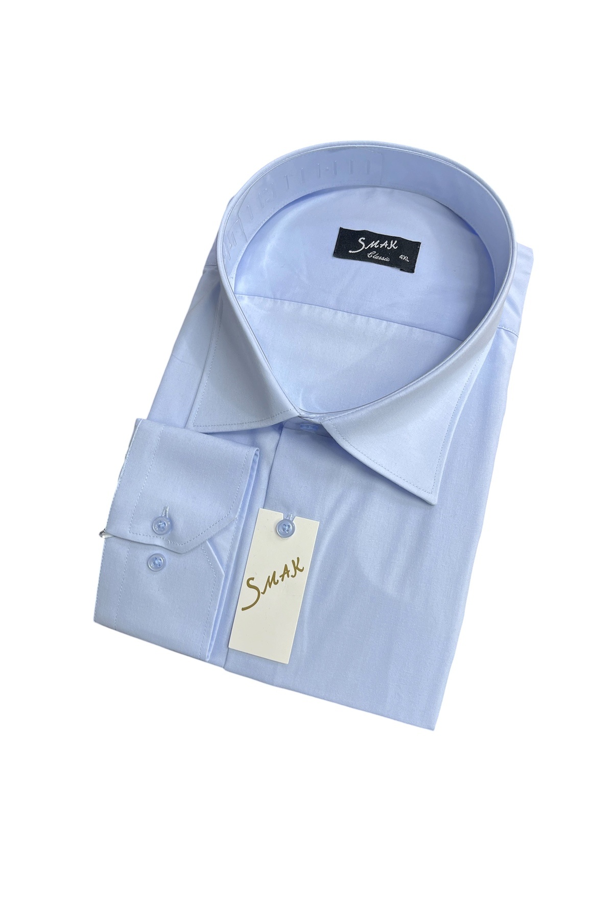 SMAK Büyük beden (3XL-4XL-5XL) Uzun Kol ,Tek cepli ,Pamuklu,Baba Gömleği-BUZ MAVİ görsel 2