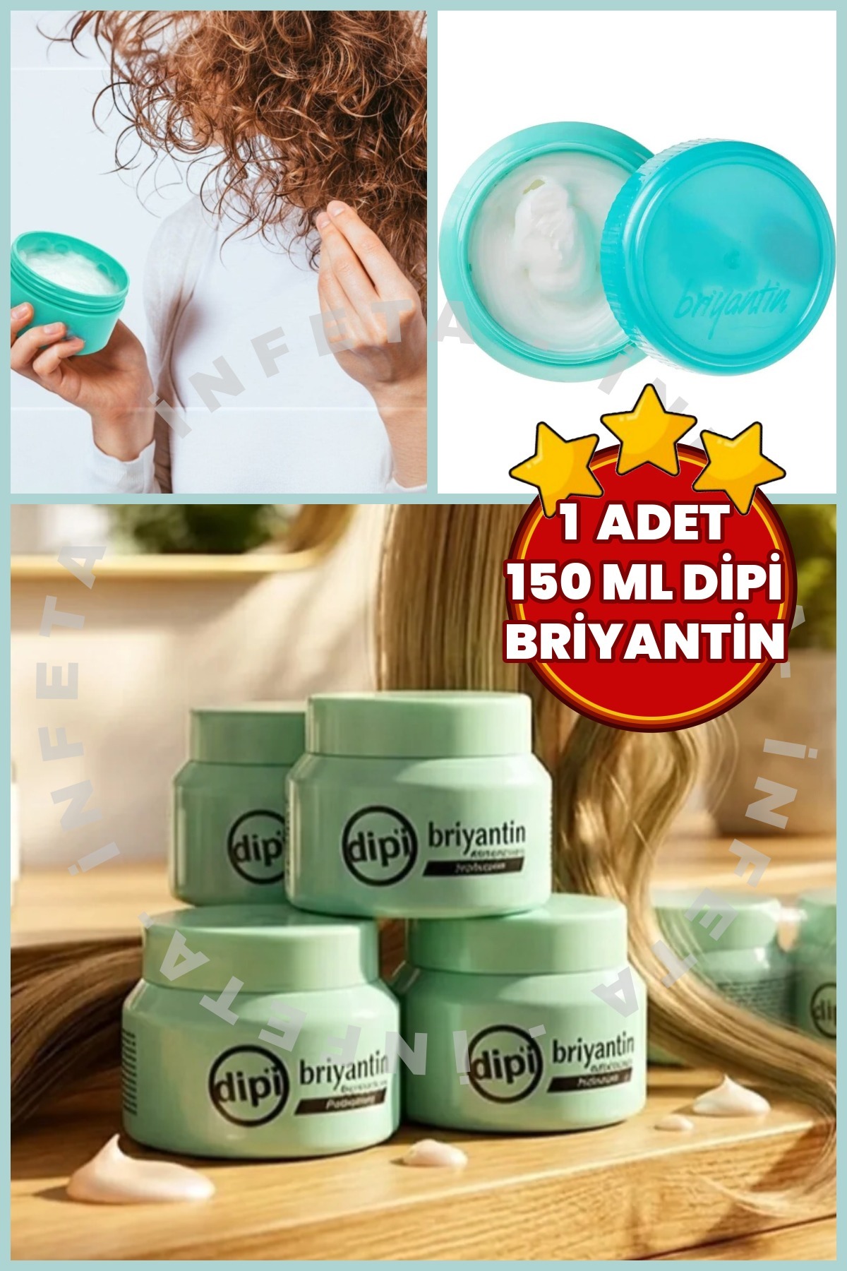 İnfeta کرم حالت دهنده، نرم کننده و براق کننده مو Dipi Brilliantine، 150 میلی لیتر، 1 عدد — MRYM-1158