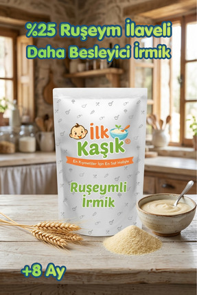 İlk Kaşık Ruşeymli İrmik 200g %25 Ruşeym +8 Ay Taş Değirmen Katkısız Bebek Ek...