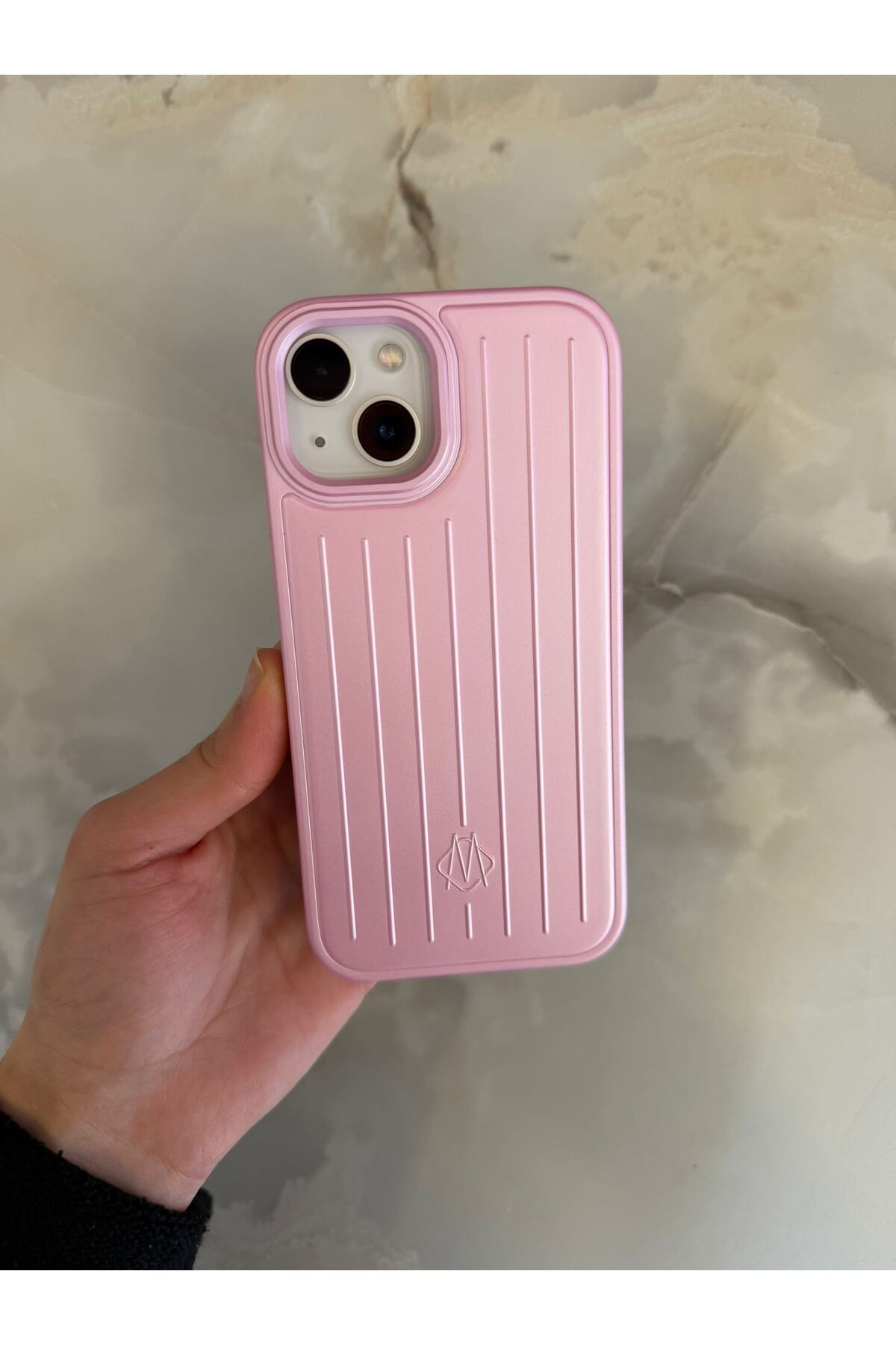 RIMOWA ピンク ストライプ iPhoneケース ZB Aksesuarda Moda İPHONE 15 Uyumlu Rimowa Çizgili Bavul Tasarım